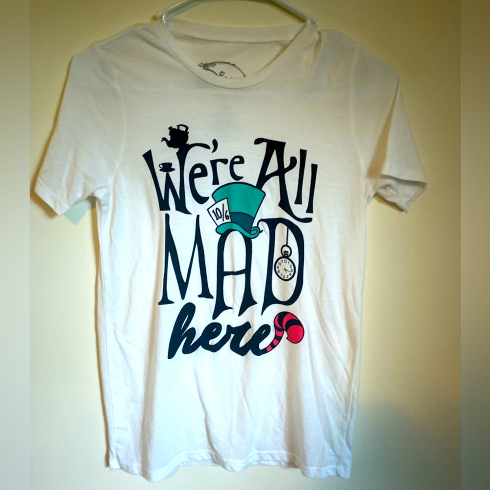 We’re all mad here, Disney, Alice in Wonderland Womens T-Shirt size XS